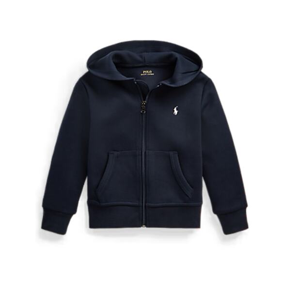 Polo Ralph Lauren Double-Knit Full-Zip Navy Hoodie – Boys Size 7 (130/64) - Picture 1 of 5